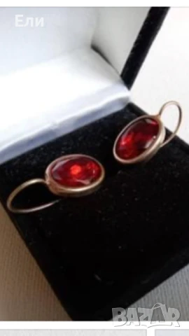 Руски сребърни позлатени обици, снимка 5 - Обеци - 48043756