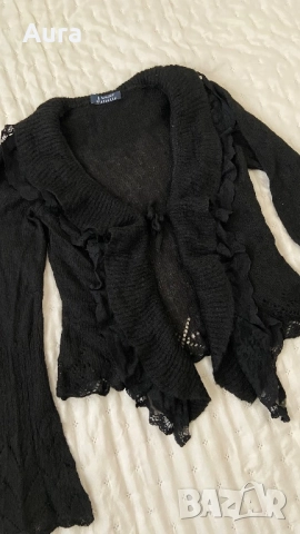 Black ruffled cardigan
