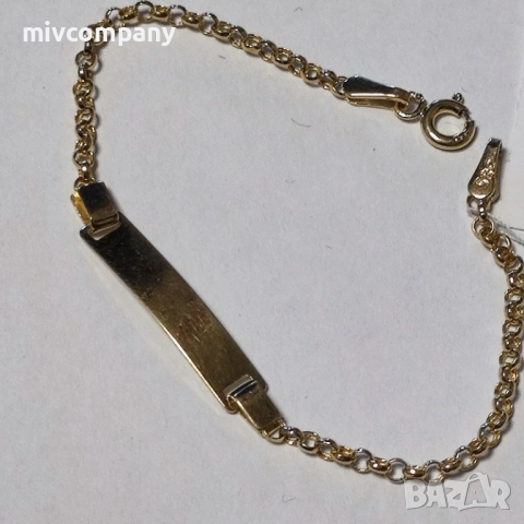 Златна бебешка гривна 1.20гр.13.5см., снимка 2 - Гривни - 52929424