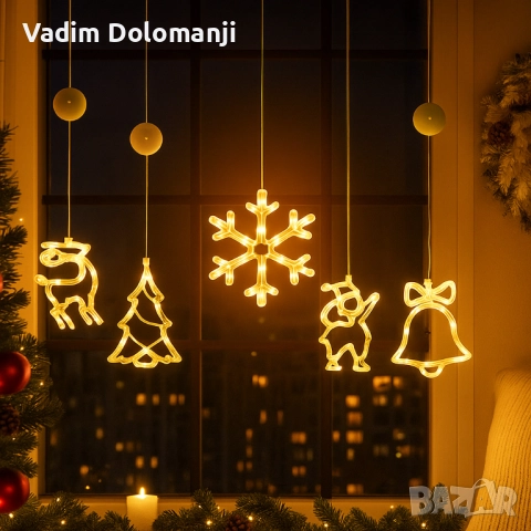 Коледна залепваща се украса с LED светлини - 1бр, снимка 3 - Декорация за дома - 52424923