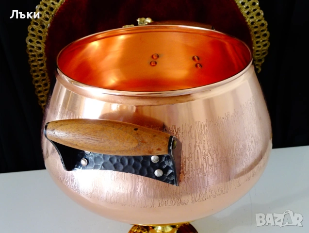 Медна тенджера 5 л.,чиста червена мед. , снимка 3 - Антикварни и старинни предмети - 53342543