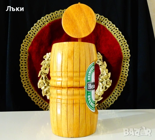 Дървена халба с капак Heineken. , снимка 2 - Антикварни и старинни предмети - 53574782