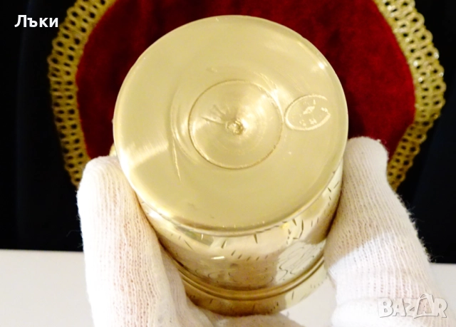 Бронзов хаван с чукало 620 гр.,гравиран,печат. , снимка 5 - Антикварни и старинни предмети - 52968125