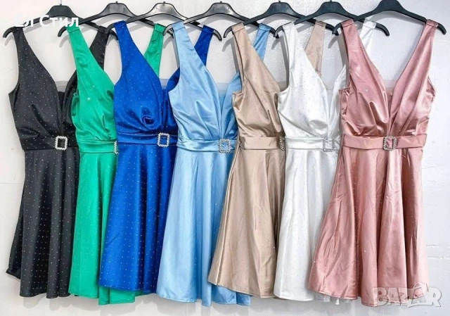 ⚜️Дамска сатенена рокля с камъни.36 евро.Универсален размер.