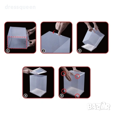 1232592 Прозрачна пластмасова кутия за обувки – Сгъваем органайзер за гардероб, снимка 3 - Други стоки за дома - 53637494