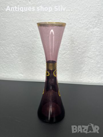 Стъклена вазичка от финно цветно стъкло. №5433, снимка 5 - Антикварни и старинни предмети - 45855676