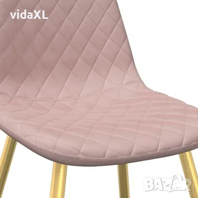 vidaXL Трапезни столове, 4 бр, розови, кадифе（SKU:325683）, снимка 3 - Столове - 48544982