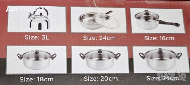 Комплект от 12 части за всяка кухня. 3бр тенджери, тиган, касерола и чайник и капаци, снимка 7 - Съдове за готвене - 53641164