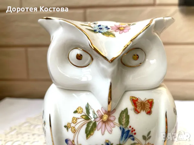 AYNSLEY красива кутийка - бухал от фин костен порцелан от Англия, снимка 2 - Антикварни и старинни предмети - 50181358