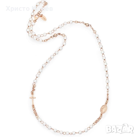 Колие от сребро 925 Amen броеница с перли кръст и икона , снимка 2 - Колиета, медальони, синджири - 52861497