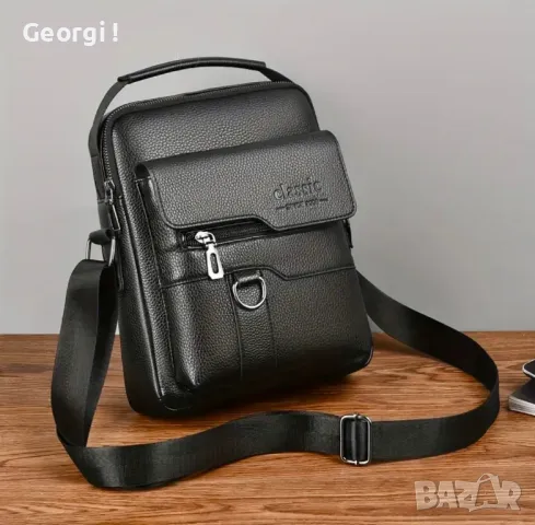 Мъжки елегантни, удобни и универсална чанти POLC (PU кожа) черни на цвят!, снимка 3 - Чанти - 49292274