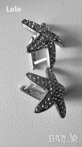 Сребърни обеци Морски звезди 925, снимка 4 - Обеци - 54006930