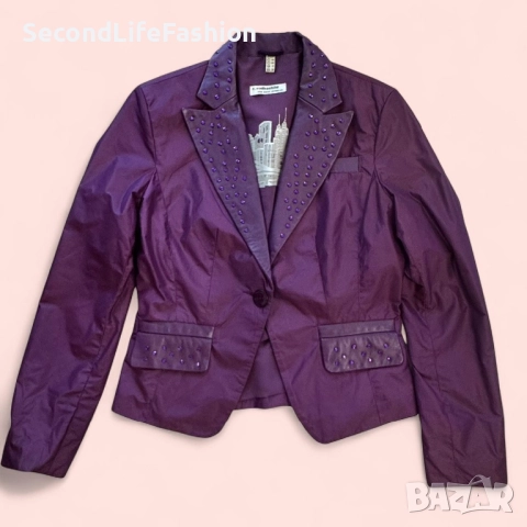 Дамско сако R.Rodhschild, елегантно, от кожа и полиестер, размер 38, UK 12, лилаво