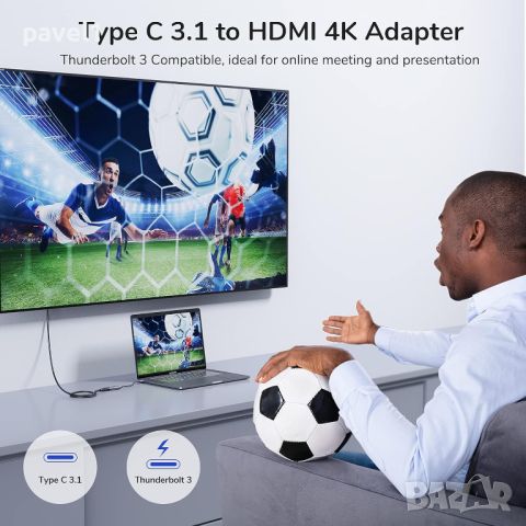 Нов Syncwire USB C to HDMI Adapter [4K@60Hz], снимка 2 - Кабели и адаптери - 45094118