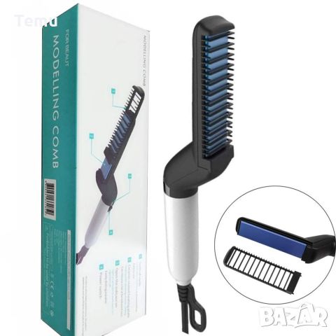 Електрическа четка с керамична плоча за изправяне на коса и брада TV538, снимка 1 - Друга електроника - 45846626