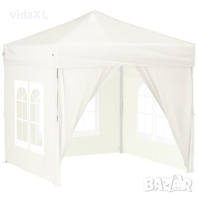 vidaXL Сгъваема парти палатка със странични стени, кремава, 2x2 м(SKU:93501