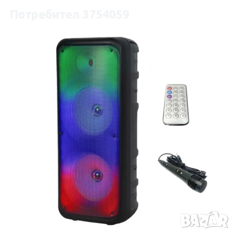 Безжична RGB тонколона – 2×8″ говорителя, Bluetooth, 1200 W, батерия 3000 mAh, снимка 6 - Тонколони - 53192955