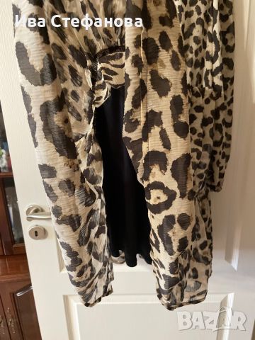 ефирна волани къдри ежедневна елегантна леопардова тигрова рокля волани къдри one size размер, снимка 3 - Рокли - 46154682