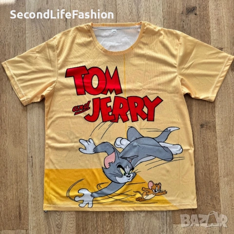Мъжка тениска Том и Джери с двоен принт размер 3XL