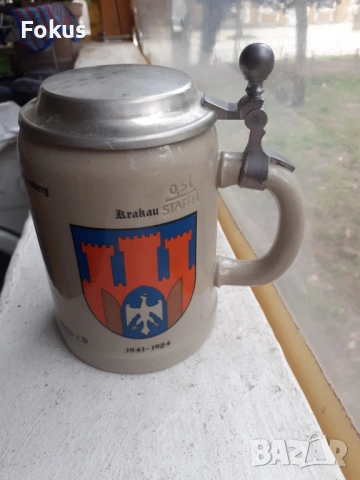 Стара немска халба за бира, снимка 3 - Антикварни и старинни предмети - 53384850