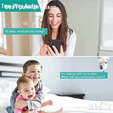 Нова охранителна WiFi камера крушка 1080P 360° с нощно виждане и аудио, снимка 7 - Други - 52815789