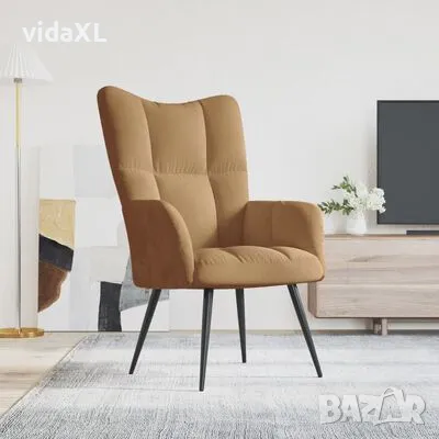 vidaXL Релаксиращ стол, кафяв, кадифе（SKU:328081）, снимка 3 - Столове - 48978155