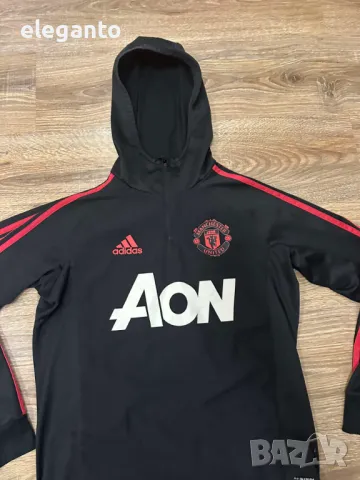 2017-18 Manchester United adidas 1/4 Zip hoody мъжки суичър S, снимка 3 - Спортни дрехи, екипи - 48585383