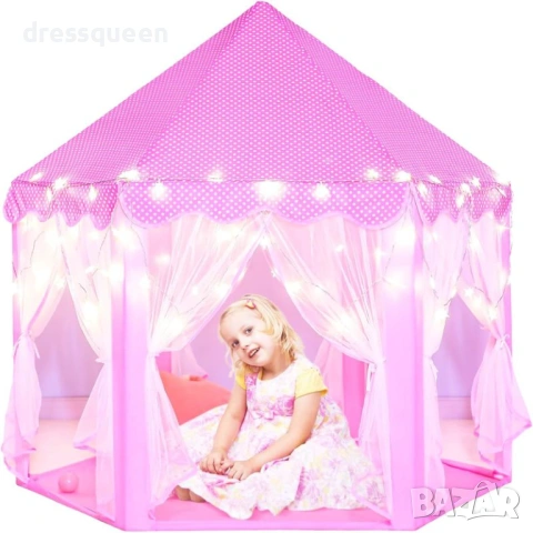 4755 Сгъваема Детска Палатка 'Замък' – Просторнa Къщичка за Игра с Височина 135 см, снимка 3 - Други - 53811738