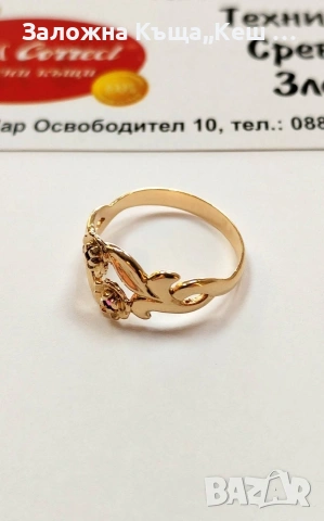 Златен дамски пръстен 14К.Тегло 2.57 гр.Размер 55.Цена 210 €., снимка 2 - Пръстени - 54212610