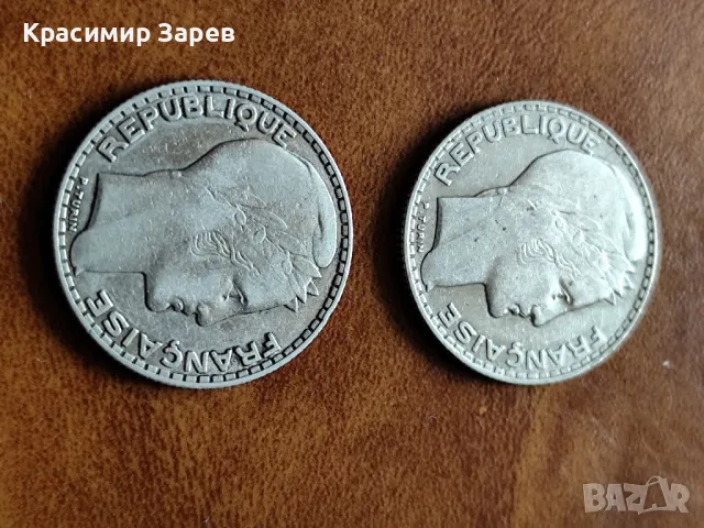 10 франка 1933 и 1934 год, Франция , сребро, тегло 10 гр, проба 680/1000, снимка 2 - Нумизматика и бонистика - 47479585