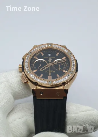 Hublot Chronograph 38mm Pink Gold Black Dial Diamonds Дамски Различни Варианти, снимка 6 - Дамски - 47991731