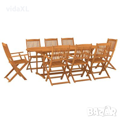 vidaXL Градински трапезен комплект, 11 части, акация масив（SKU:3086974