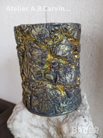 Уникални декоративни свещи камък, скала, златна руда, ръчна изработка