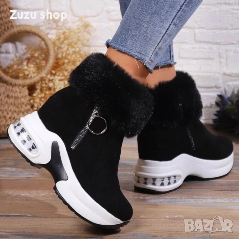 Дамкси черни зимни боти, снимка 2 - Дамски боти - 53056179