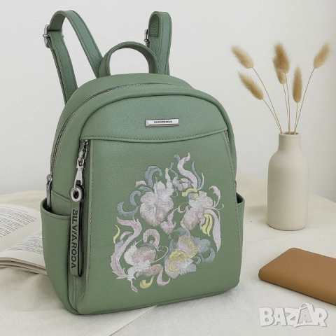 Елегантна и стилна дамска раница с флорална бродерия, снимка 5 - Раници - 52097917