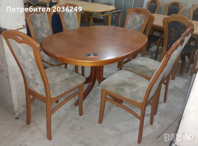 Комплект масивна разтегателна маса с 6 стола, снимка 2 - Маси - 53485888