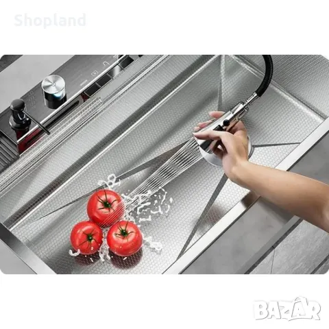 Модерна многофункционална кухненска мивка с LED цифров дисплей и водопаден смесител, снимка 6 - Мивки - 50295227