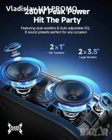 Караоке Ikarao Shell S1, с дисплей за текст на песни, 2 безжични микрофона, екран 10.1", 280W, снимка 2 - Караоке - 54217257