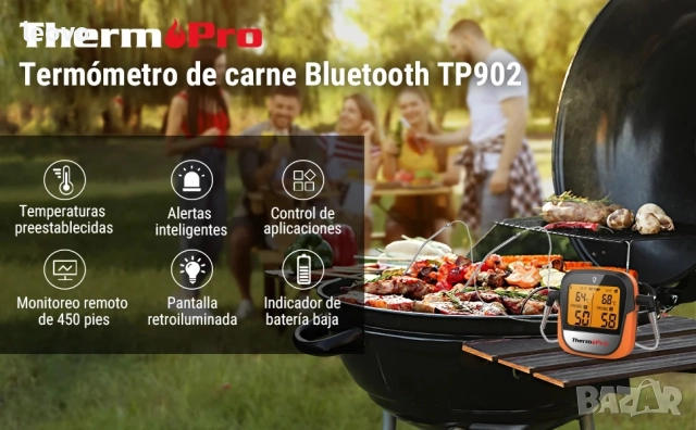 ThermoPro TP902 – Bluetooth термометър за месо и барбекю, снимка 6 - Други - 52645734