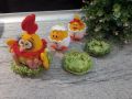 Великденски подаръци. Петел + 2 пиленце на тревата. Плетена играчка. Ръчно изработени., снимка 2