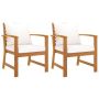 vidaXL Градински столове, 2 бр, кремави възглавници, акация масив（SKU:311831