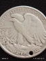 Сребърна монета половин долар 1942г. Америка продупчена за НАКИТ, НОСИЯ, КОЛЕКЦИЯ 43438, снимка 11