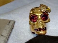 СТАР НЕО ГОТИК СТИЛ ПОЗЛАТЕН МЕДЕН ПРЪСТЕН ИНКРУСТИРАН с КАМЪНИ АМЕТИСТ и ЕМАЙЛ 40404, снимка 3