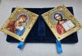 Икони, Диптих, Богородица Казанская и Христос Спасител, снимка 9