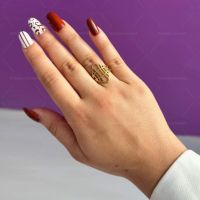 Дамски пръстен от неръждаема стомана със златисто покритие и красива текстура, снимка 1 - Пръстени - 45470266