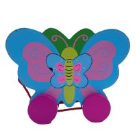Играчка Пеперуда, За дърпане,  Дървено, 12х12 см, снимка 3 - Дрънкалки и чесалки - 45288310