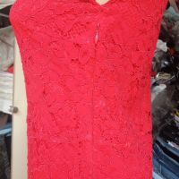 Дълга червена дантелена рокля с остро деколте , снимка 6 - Рокли - 45389605