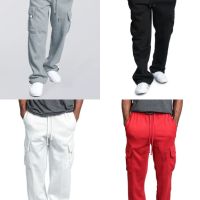 Мъжки едноцветни карго панталони с много джобове и свободна кройка, 4цвята , снимка 1 - Панталони - 45659237