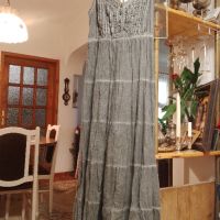  Дълга ленена рокля, имитираща ефекта на дънкова, сива, номер М. Цена 12 лв., снимка 2 - Рокли - 45776906