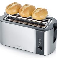 Тостер - Severin Long Slot 4-slice toaster, 1400W, brushed stainless steel, снимка 1 - Тостери - 45119818